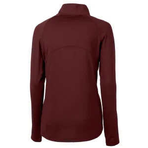 Arizona cardinals cutter buck womens throwback logo adapt eco knit stretch recycled half zip pullover top Burgundy M