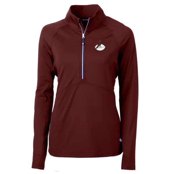 Arizona cardinals cutter buck womens throwback logo adapt eco knit stretch recycled half zip pullover top Burgundy S