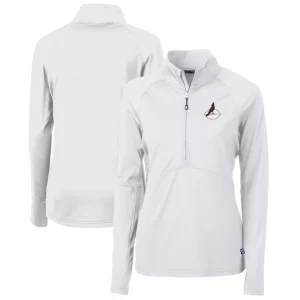 Arizona cardinals cutter buck womens throwback logo adapt eco knit stretch recycled half zip pullover top White