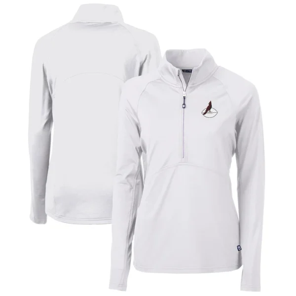 Arizona cardinals cutter buck womens throwback logo adapt eco knit stretch recycled half zip pullover top White