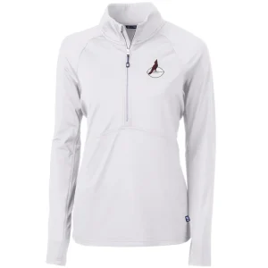 Arizona cardinals cutter buck womens throwback logo adapt eco knit stretch recycled half zip pullover top White S