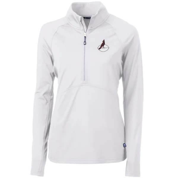 Arizona cardinals cutter buck womens throwback logo adapt eco knit stretch recycled half zip pullover top White S