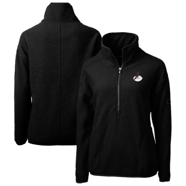 Arizona cardinals cutter buck womens throwback logo cascade eco sherpa fleece half zip pullover jacket Black