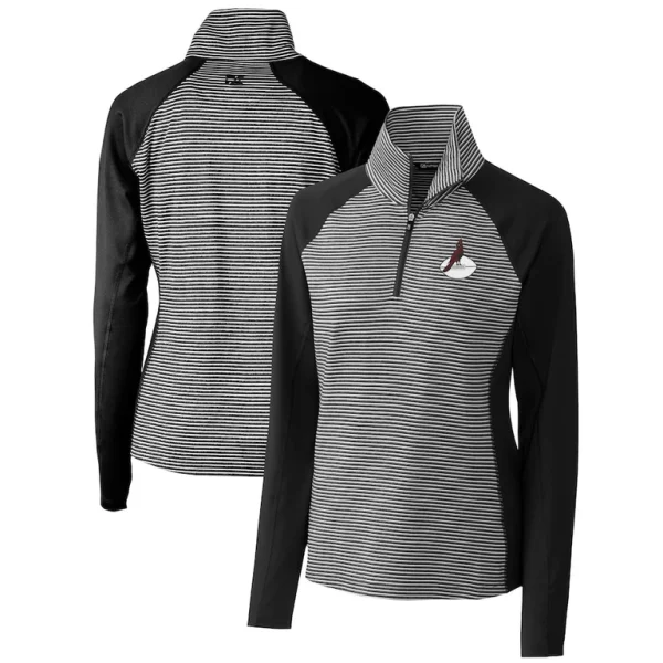 Arizona cardinals cutter buck womens throwback logo forge tonal stripe stretch half zip pullover top Black