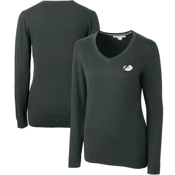 Arizona cardinals cutter buck womens throwback logo lakemont tri blend v neck sweater Heather charcoal