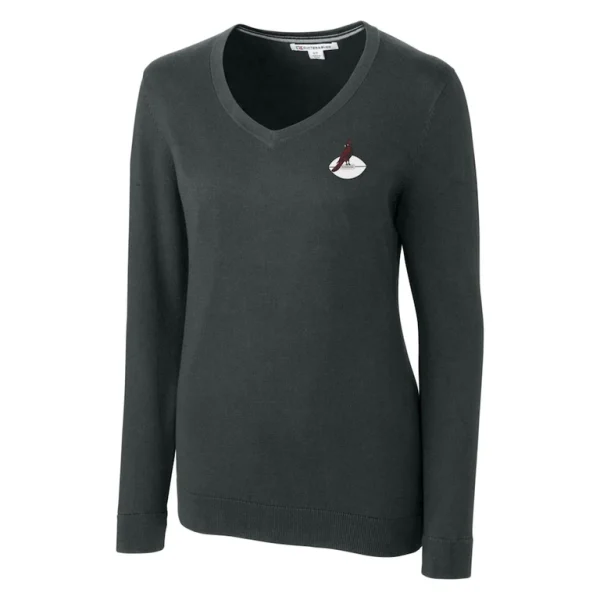 Arizona cardinals cutter buck womens throwback logo lakemont tri blend v neck sweater Heather charcoal S