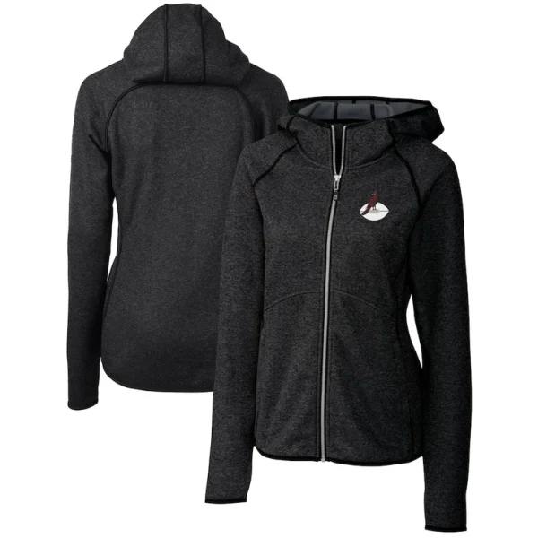 Arizona cardinals cutter buck womens throwback logo mainsail full zip jacket Heather charcoal