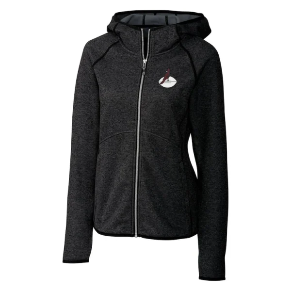 Arizona cardinals cutter buck womens throwback logo mainsail full zip jacket Heather charcoal S