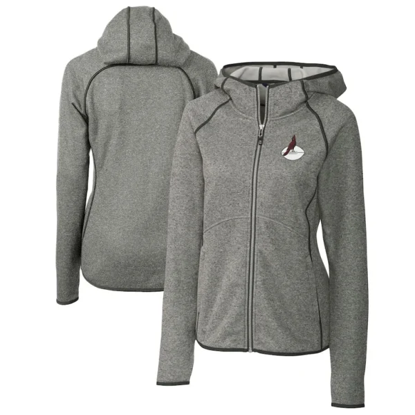 Arizona cardinals cutter buck womens throwback logo mainsail full zip jacket Heather gray
