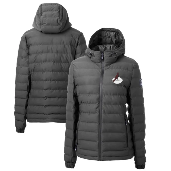 Arizona cardinals cutter buck womens throwback logo mission ridge repreve eco insulated full zip puffer jacket Gray
