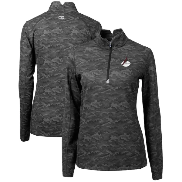 Arizona cardinals cutter buck womens throwback logo traverse camo quarter zip pullover top Black