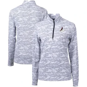 Arizona cardinals cutter buck womens throwback logo traverse camo quarter zip pullover top Charcoal