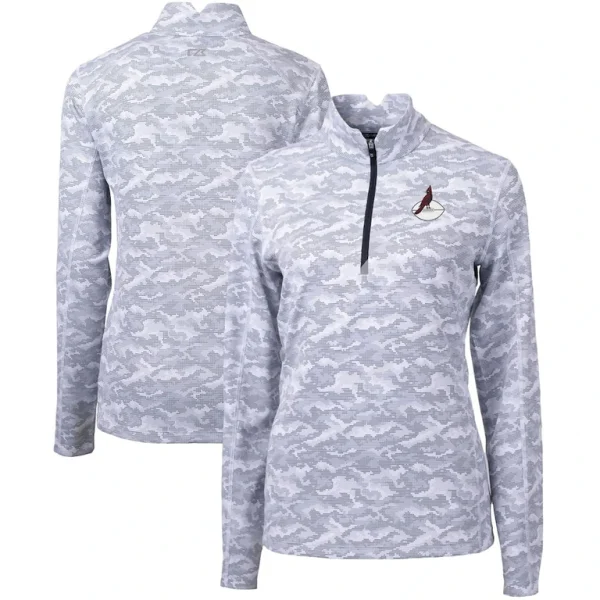 Arizona cardinals cutter buck womens throwback logo traverse camo quarter zip pullover top Charcoal