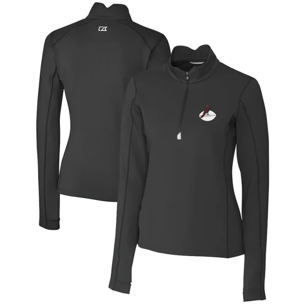 Arizona cardinals cutter buck womens throwback logo traverse stretch quarter zip pullover top Black
