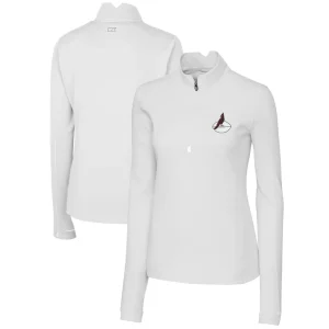 Arizona cardinals cutter buck womens throwback logo traverse stretch quarter zip pullover top White