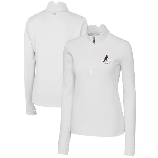 Arizona cardinals cutter buck womens throwback logo traverse stretch quarter zip pullover top White