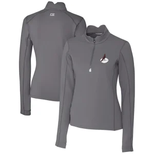 Arizona cardinals cutter buck womens throwback logo traverse stretch quarter zip pullover top steel Cardinal