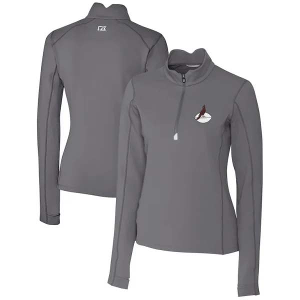 Arizona cardinals cutter buck womens throwback logo traverse stretch quarter zip pullover top steel Cardinal