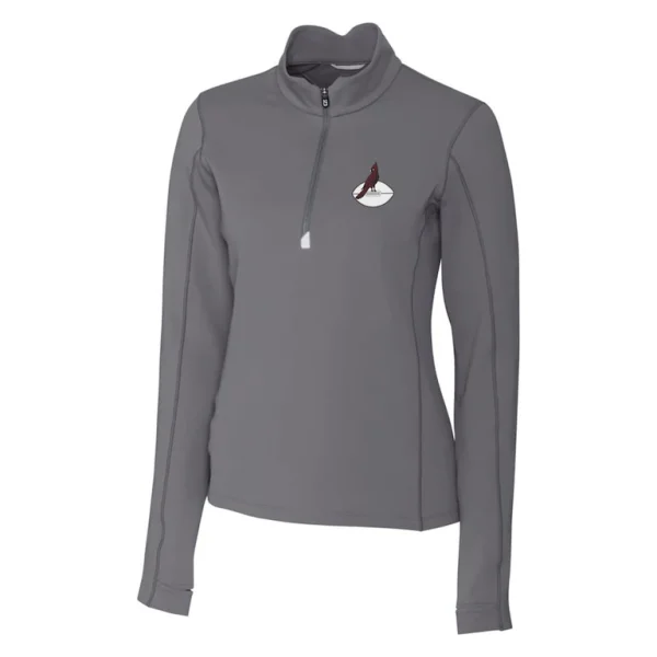 Arizona cardinals cutter buck womens throwback logo traverse stretch quarter zip pullover top steel Cardinal S