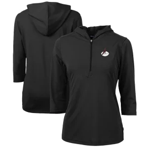 Arizona cardinals cutter buck womens throwback logo virtue eco pique 34 sleeve half zip pullover hoodie Black