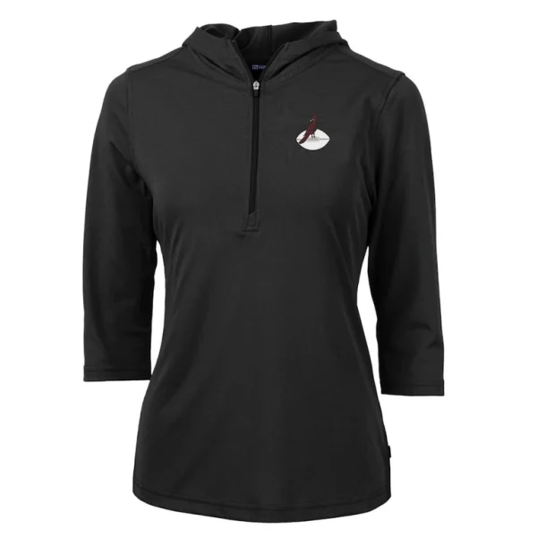 Arizona cardinals cutter buck womens throwback logo virtue eco pique 34 sleeve half zip pullover hoodie Black S