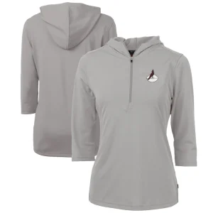 Arizona cardinals cutter buck womens throwback logo virtue eco pique 34 sleeve half zip pullover hoodie Gray
