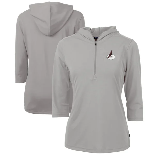 Arizona cardinals cutter buck womens throwback logo virtue eco pique 34 sleeve half zip pullover hoodie Gray