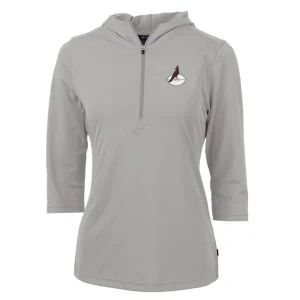 Arizona cardinals cutter buck womens throwback logo virtue eco pique 34 sleeve half zip pullover hoodie Gray S