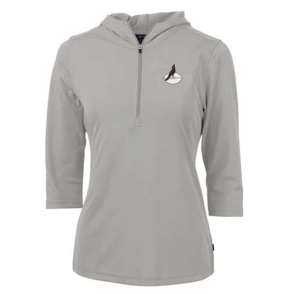 Arizona cardinals cutter buck womens throwback logo virtue eco pique 34 sleeve half zip pullover hoodie Gray S