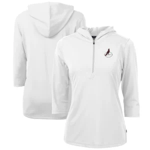 Arizona cardinals cutter buck womens throwback logo virtue eco pique 34 sleeve half zip pullover hoodie White