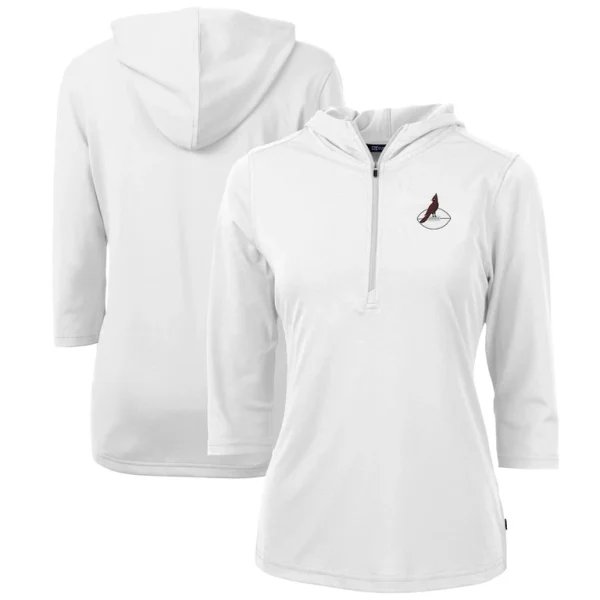 Arizona cardinals cutter buck womens throwback logo virtue eco pique 34 sleeve half zip pullover hoodie White