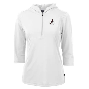 Arizona cardinals cutter buck womens throwback logo virtue eco pique 34 sleeve half zip pullover hoodie White S