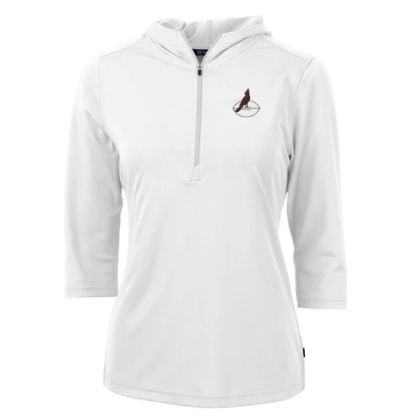 Arizona cardinals cutter buck womens throwback logo virtue eco pique 34 sleeve half zip pullover hoodie White S