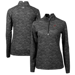 Arizona cardinals cutter buck womens traverse camo print stretch quarter zip pullover top Black