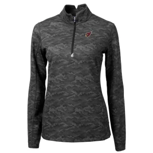 Arizona cardinals cutter buck womens traverse camo print stretch quarter zip pullover top Black S