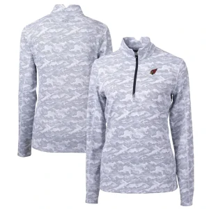 Arizona cardinals cutter buck womens traverse camo print stretch quarter zip pullover top Charcoal