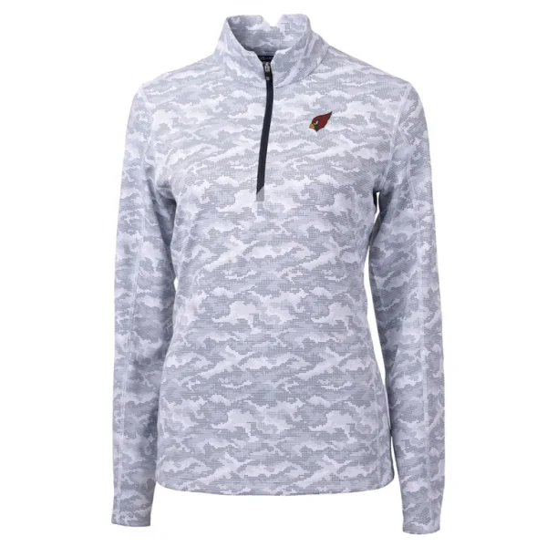 Arizona cardinals cutter buck womens traverse camo print stretch quarter zip pullover top Charcoal S