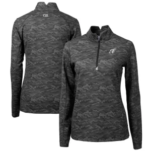 Arizona cardinals cutter buck womens traverse camo print stretch tri blend quarter zip top Black