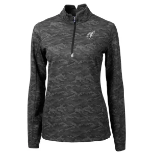 Arizona cardinals cutter buck womens traverse camo print stretch tri blend quarter zip top Black S