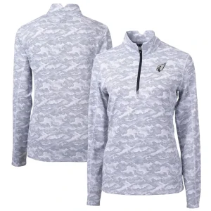 Arizona cardinals cutter buck womens traverse camo print stretch tri blend quarter zip top Gray