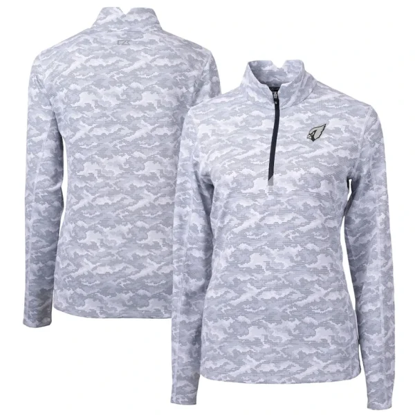 Arizona cardinals cutter buck womens traverse camo print stretch tri blend quarter zip top Gray