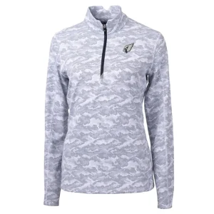 Arizona cardinals cutter buck womens traverse camo print stretch tri blend quarter zip top Gray S