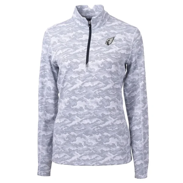 Arizona cardinals cutter buck womens traverse camo print stretch tri blend quarter zip top Gray S