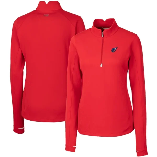 Arizona cardinals cutter buck womens traverse quarter zip pullover top Red
