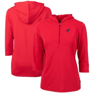 Arizona cardinals cutter buck womens virtue eco pique 34 sleeve half zip pullover hoodie Red