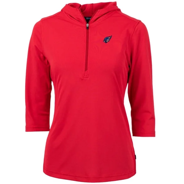 Arizona cardinals cutter buck womens virtue eco pique 34 sleeve half zip pullover hoodie Red S