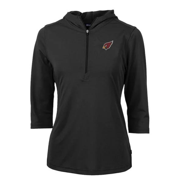 Arizona cardinals cutter buck womens virtue eco pique half zip 34 sleeve pullover hoodie Black