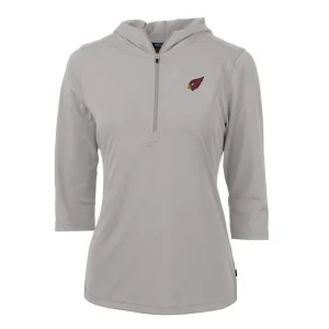 Arizona cardinals cutter buck womens virtue eco pique half zip 34 sleeve pullover hoodie Gray