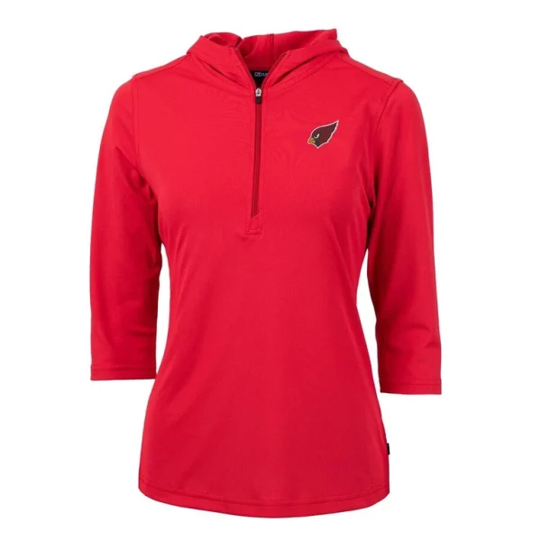 Arizona cardinals cutter buck womens virtue eco pique half zip 34 sleeve pullover hoodie cardinal Cardinal