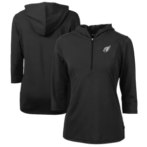 Arizona cardinals cutter buck womens virtue eco pique recycled dry tec 34 sleeve half zip hoodie Black